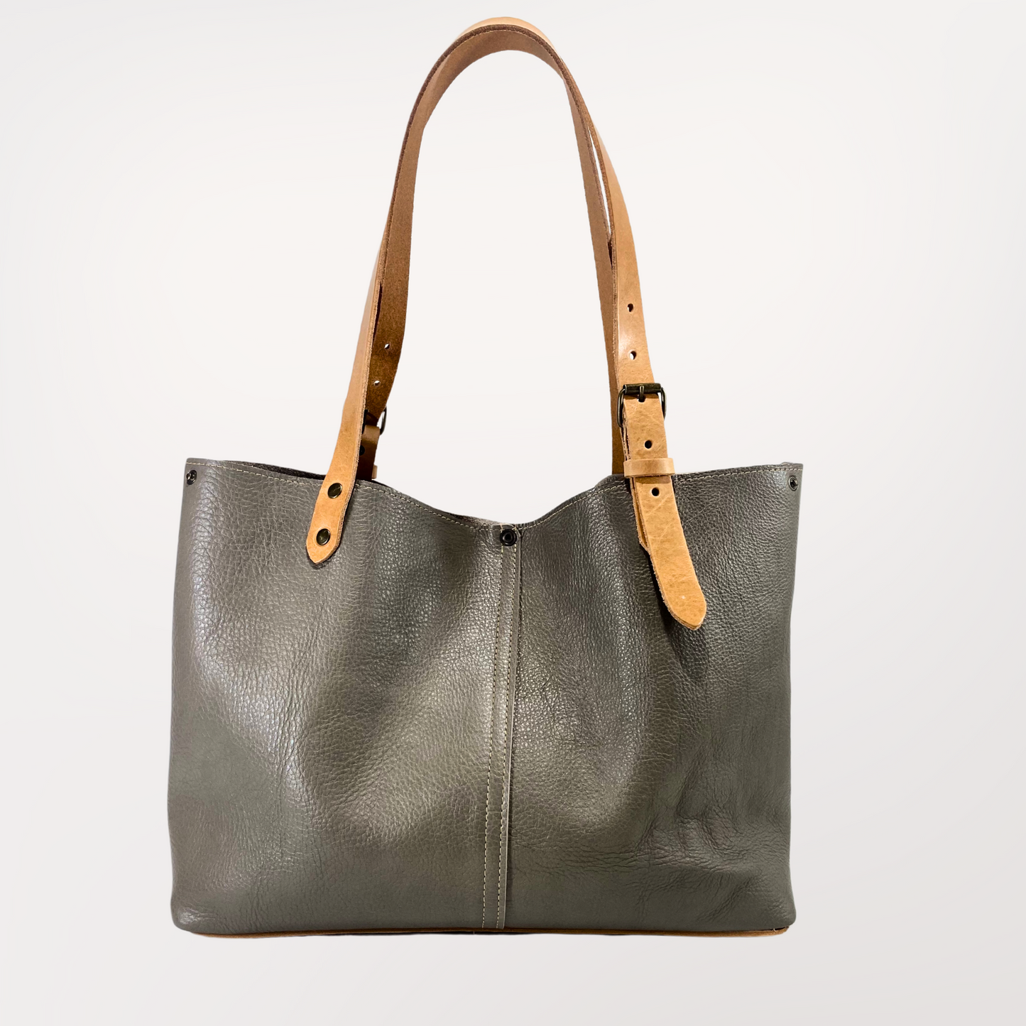 SAC CABAS CUIR GRIS