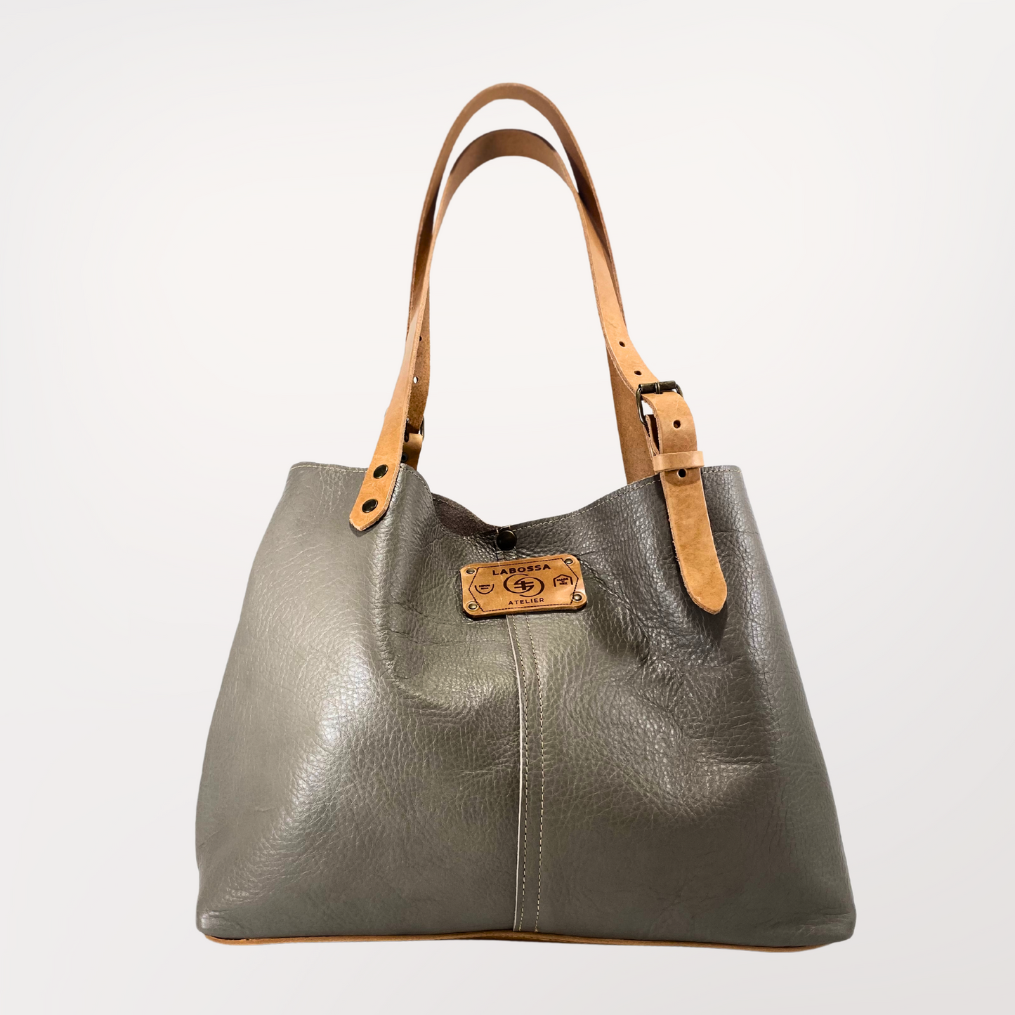 SAC CABAS CUIR GRIS