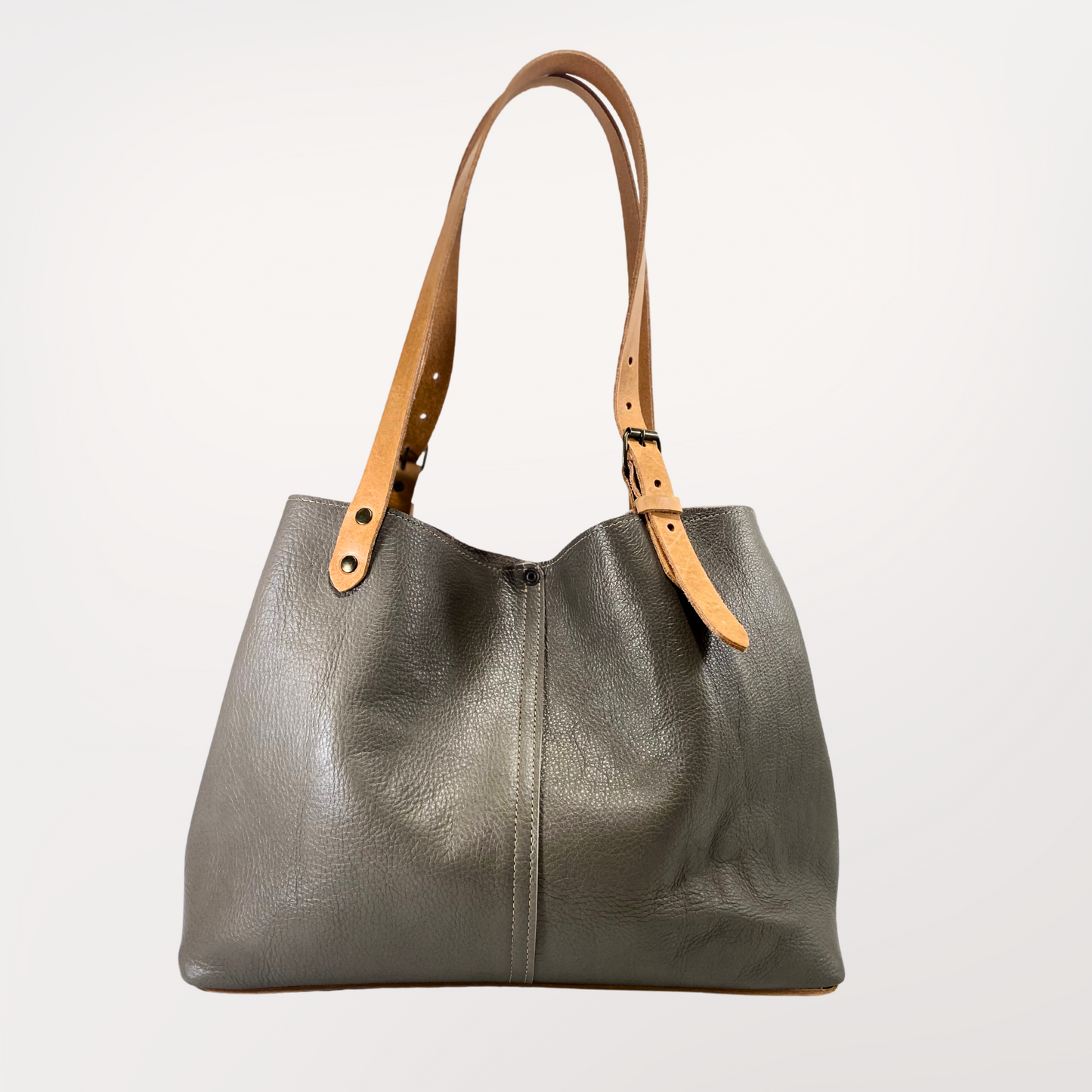 SAC CABAS CUIR GRIS