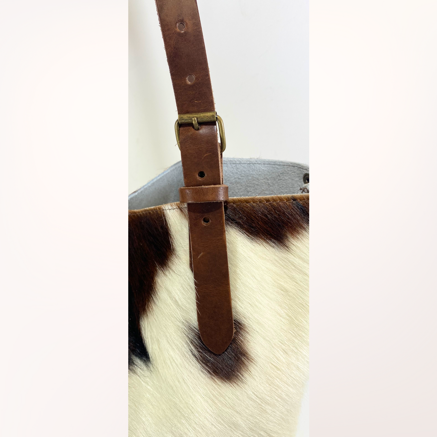 SAC CABAS PEAU DE VACHE NATURELLE NORMANDE 14