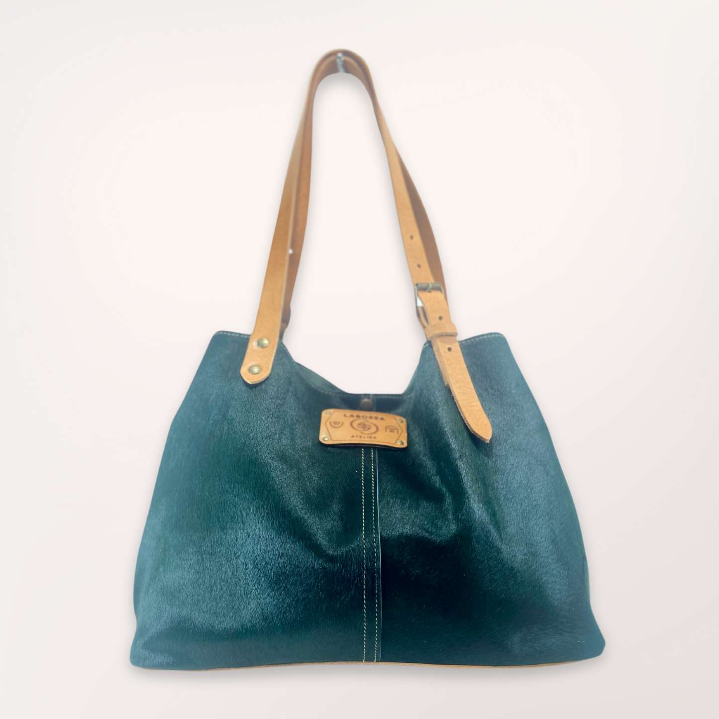 SAC CABAS PEAU DE VACHE IMPRIMÉ VERT FÔRET