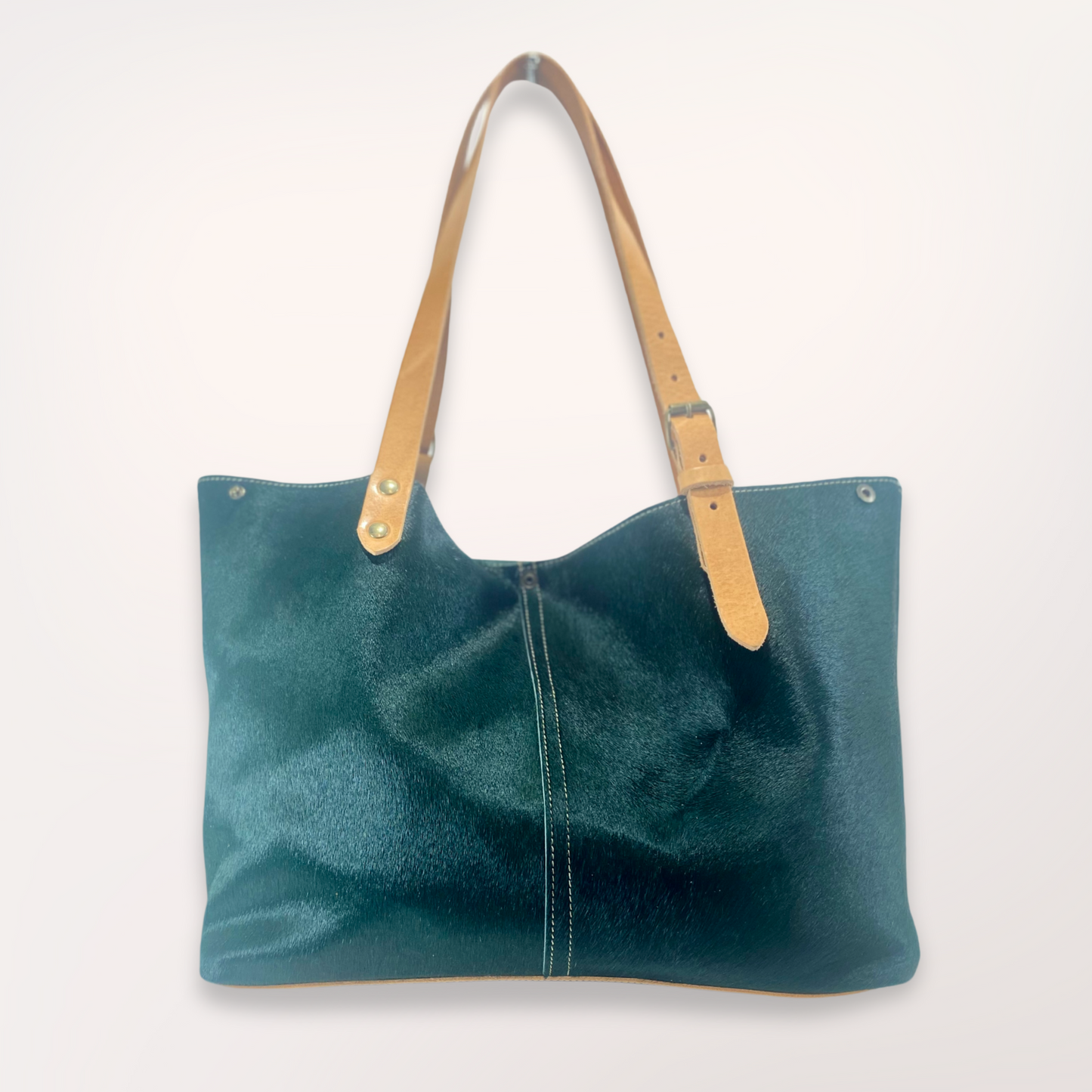 SAC CABAS PEAU DE VACHE IMPRIMÉ VERT FÔRET