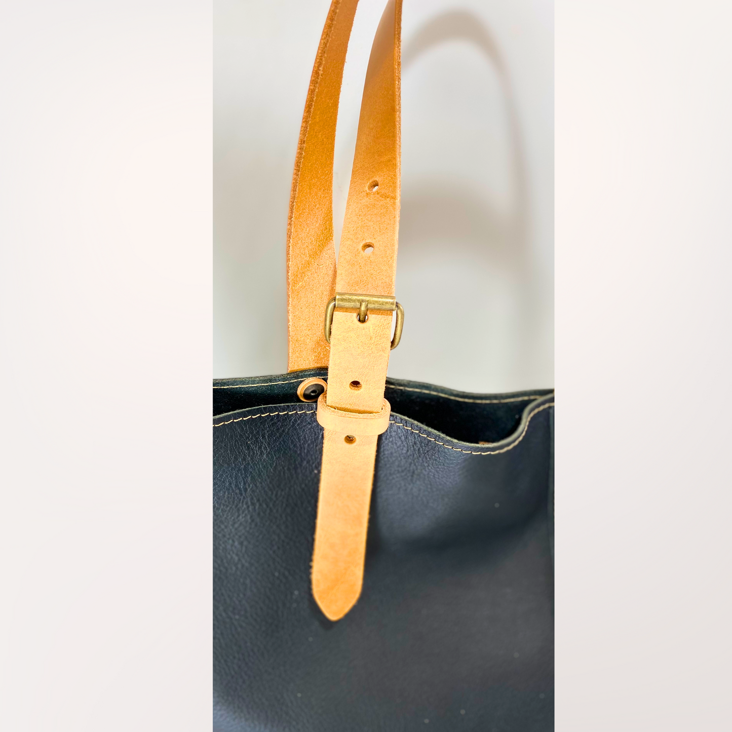 SAC CABAS CUIR NOIR ET NATUREL