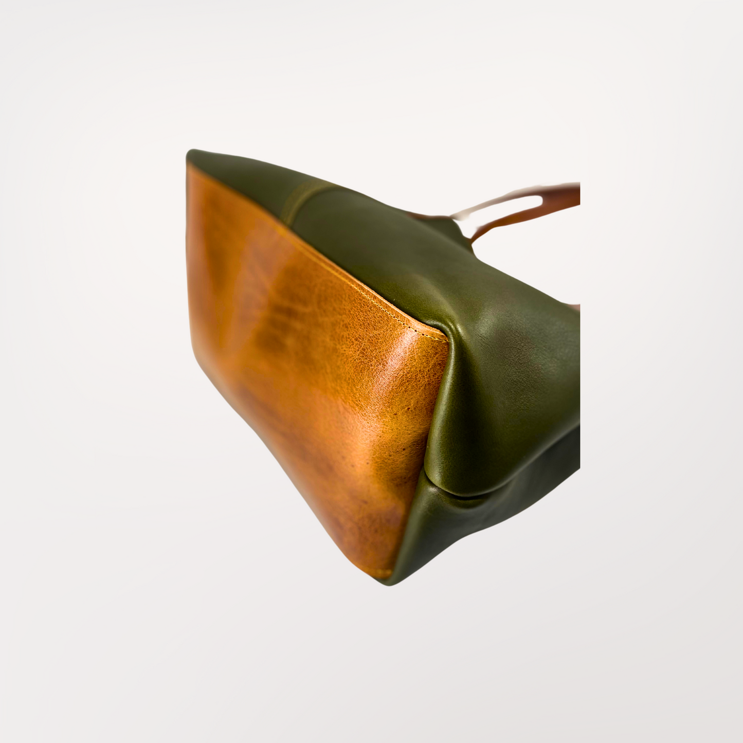 SAC CABAS CUIR VERT OLIVE