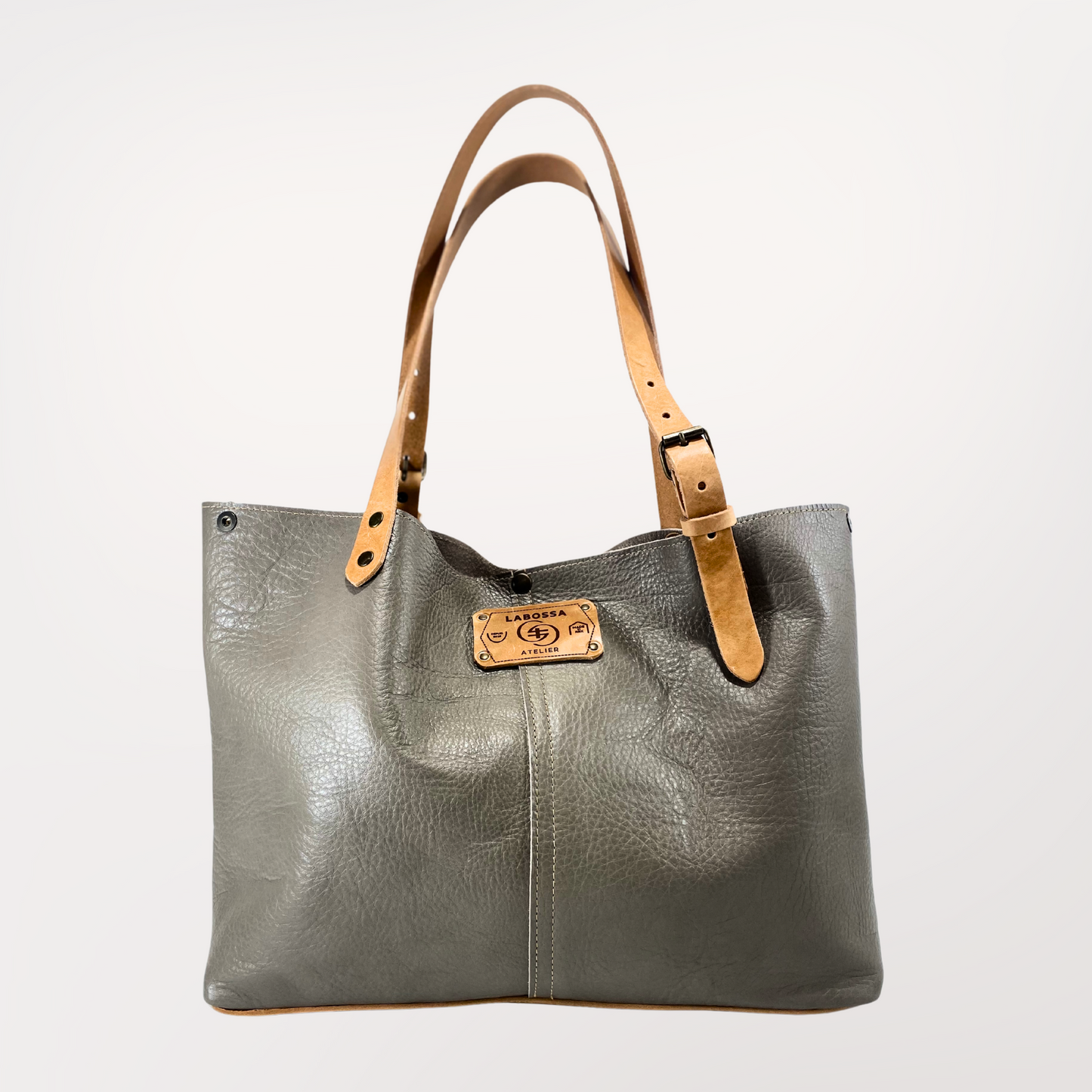 SAC CABAS CUIR GRIS