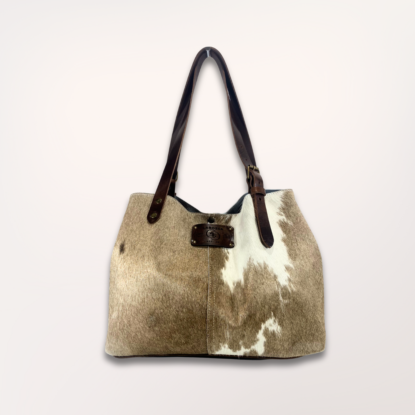 SAC CABAS PEAU DE VACHE NATURELLE BROWN SWISS 7