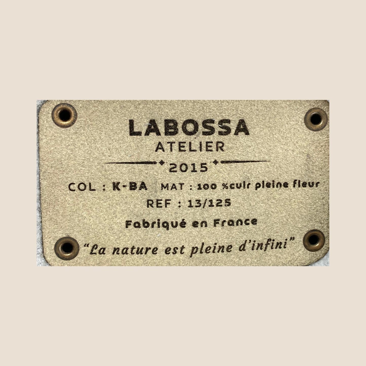 Patch intérieur numéroté #13/125 du cabas Normande – certificat d'authenticité Labossa