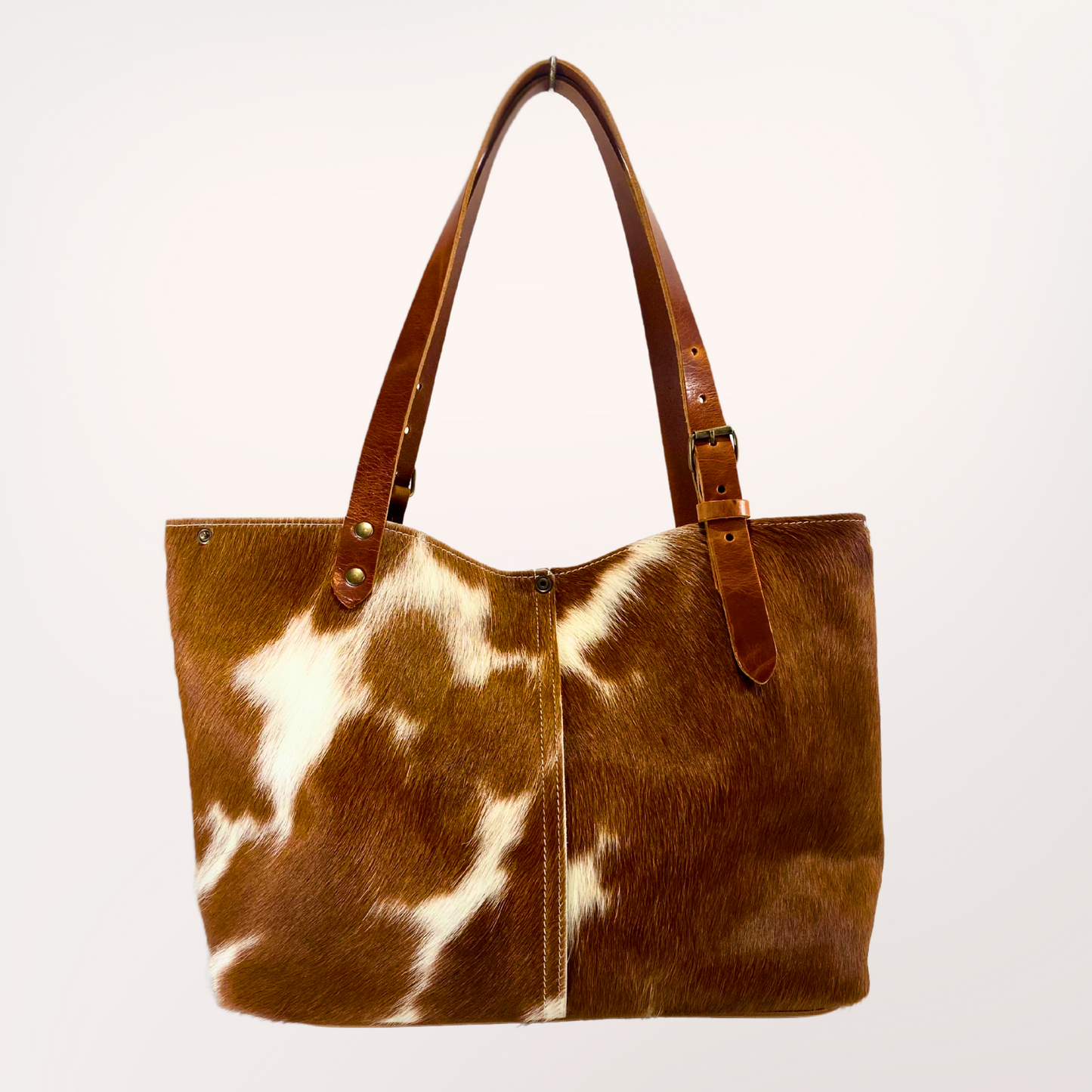peau de vache naturelle cognac et blanc