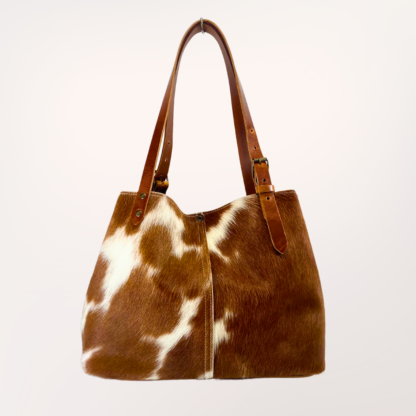 peau de vache naturelle cognac et blanc