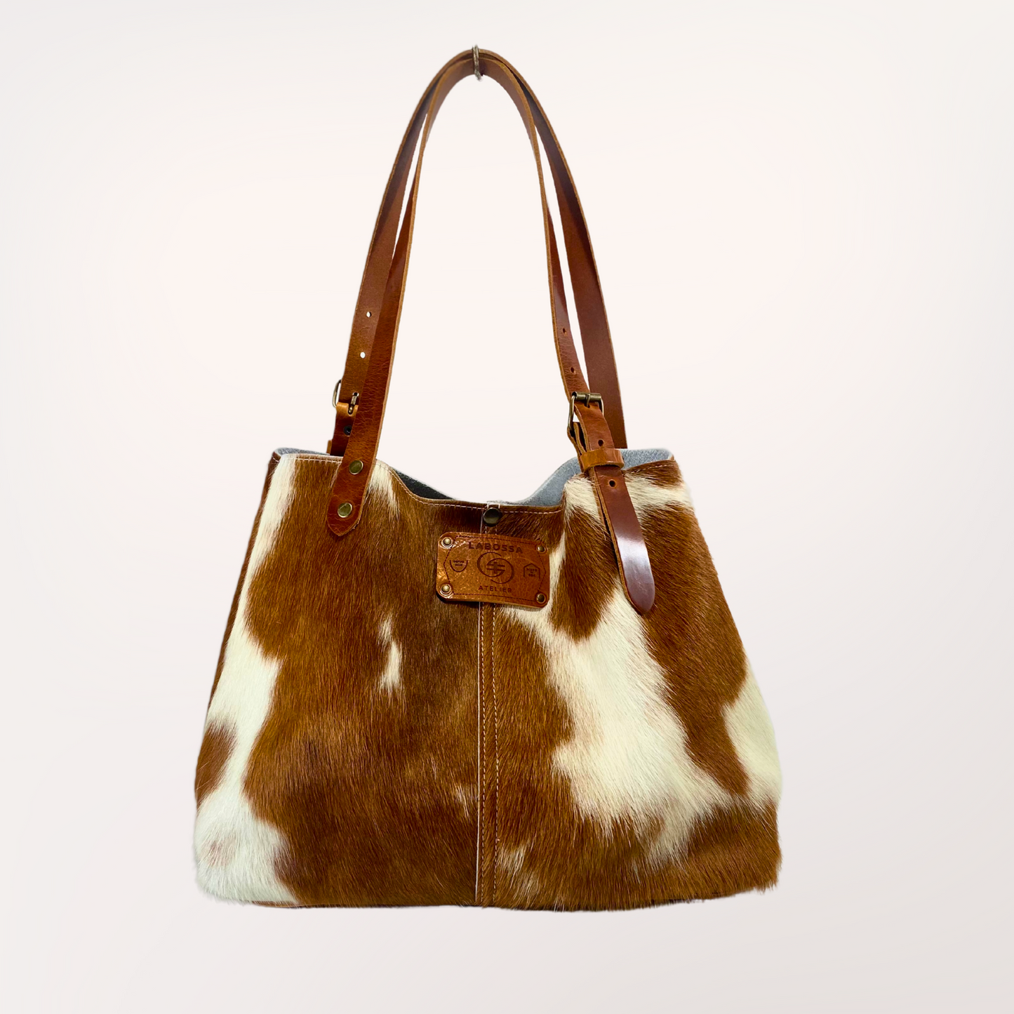 peau de vache naturelle cognac et blanc