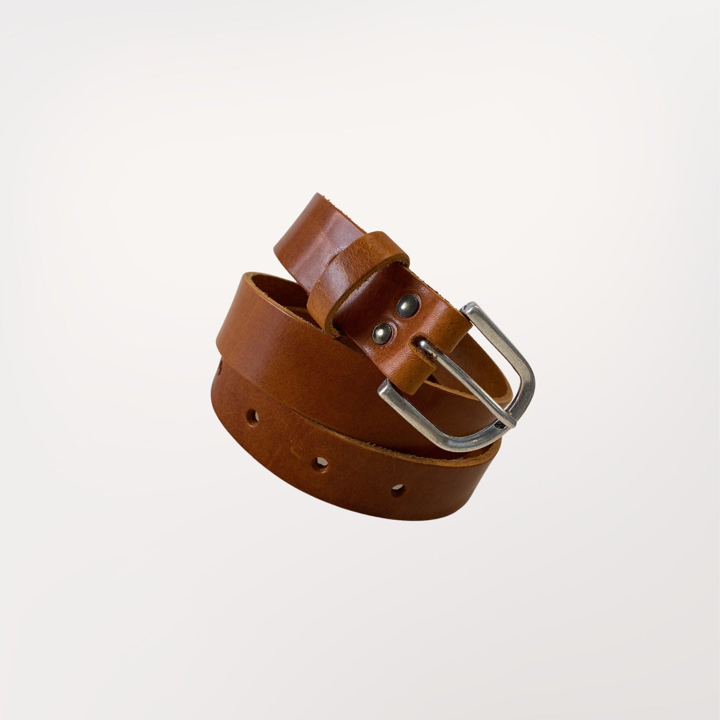 ceinture en cuir marron cognac 3 cm avec boucle effet argent durable