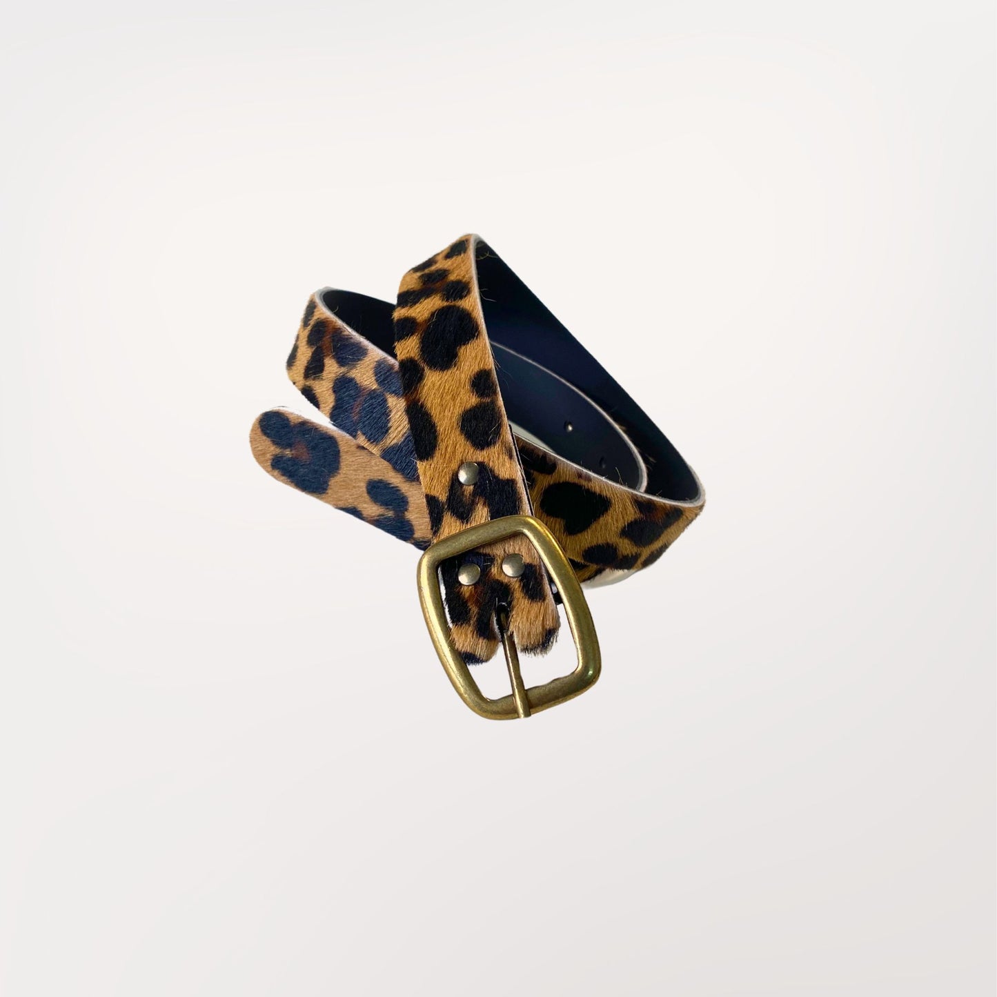 ceinture imprimée léopard 3 cm double boucle effet laiton