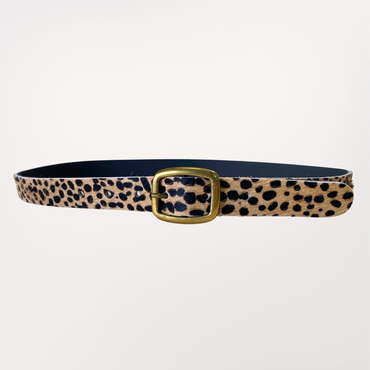 ceinture imprimée panthère 3 cm boucle double effet laiton