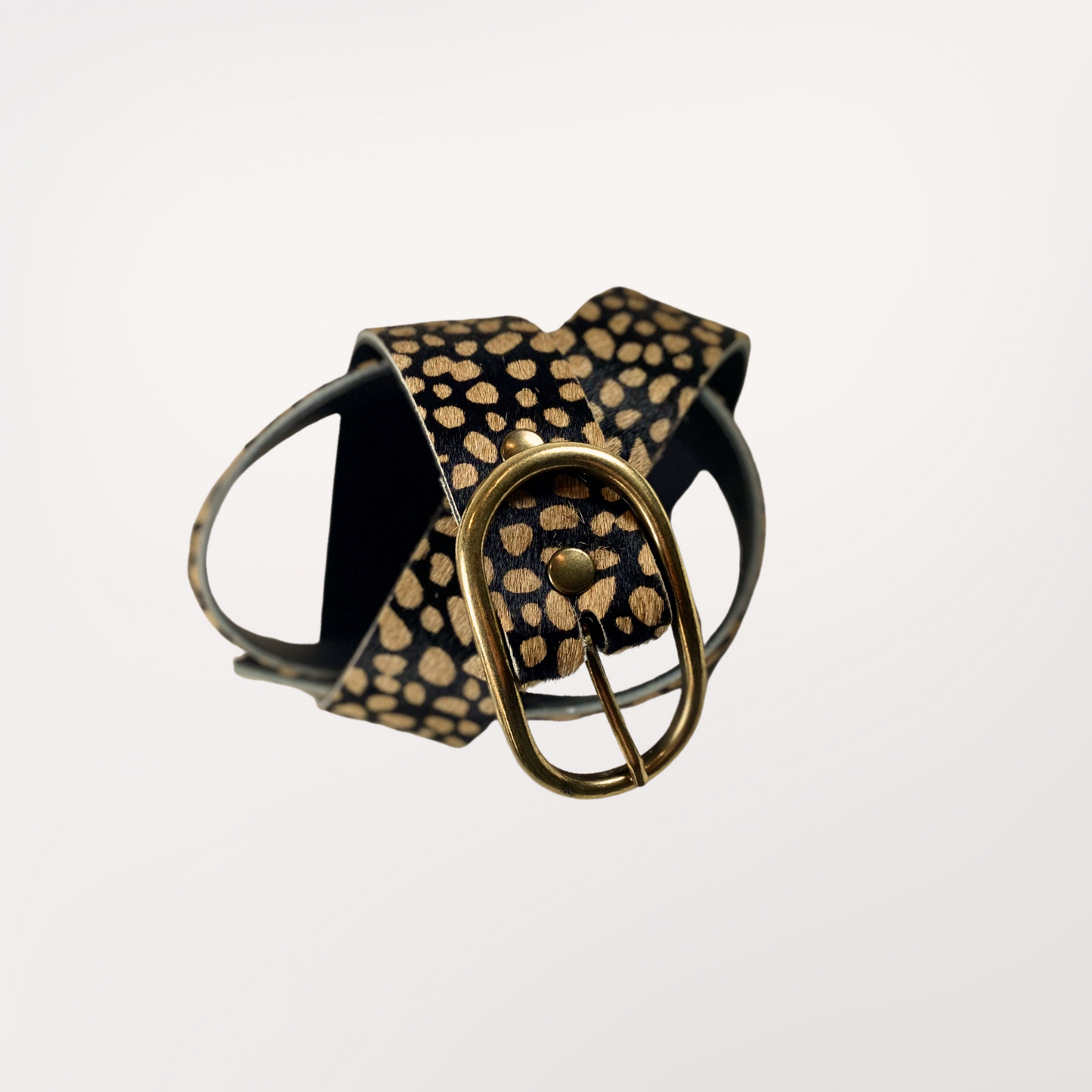 ceinture peau de vache imprimée panthère noire