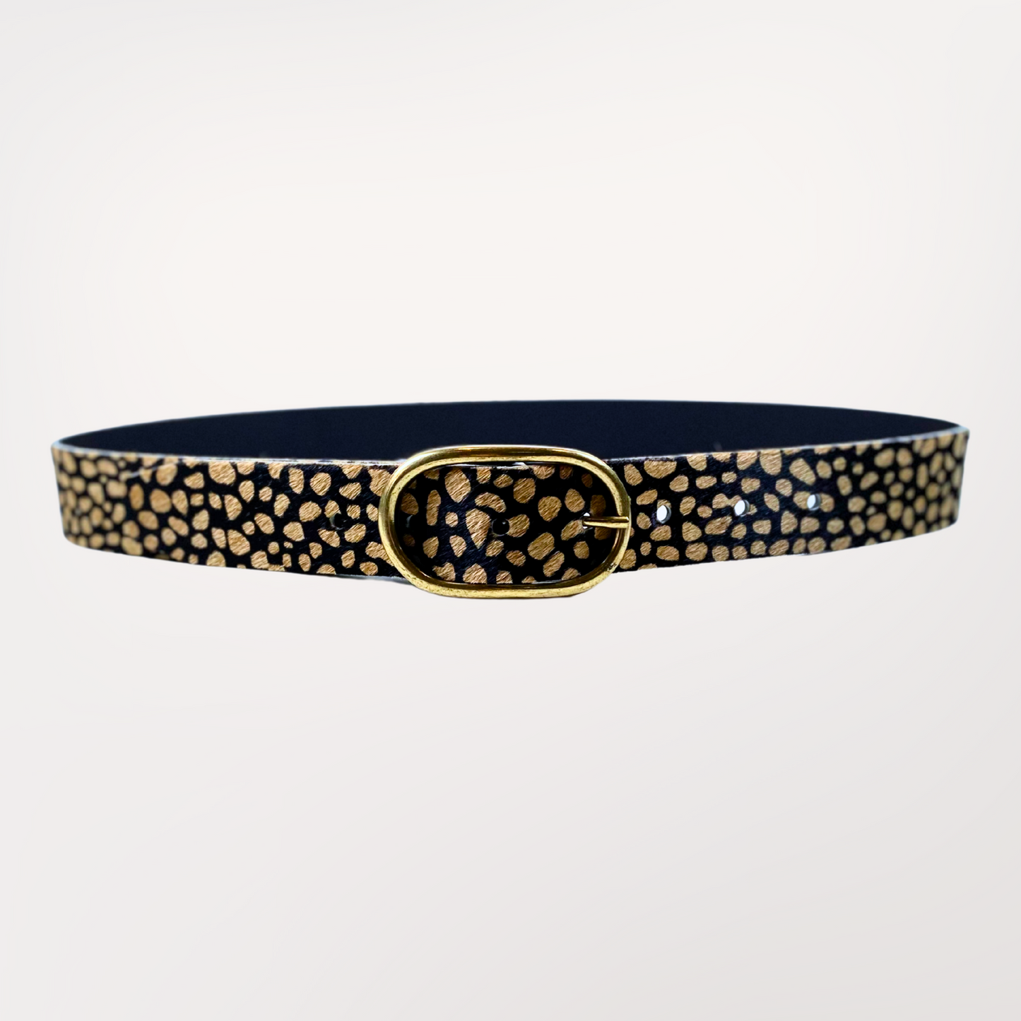 ceinture peau de vache imprimée panthère noire