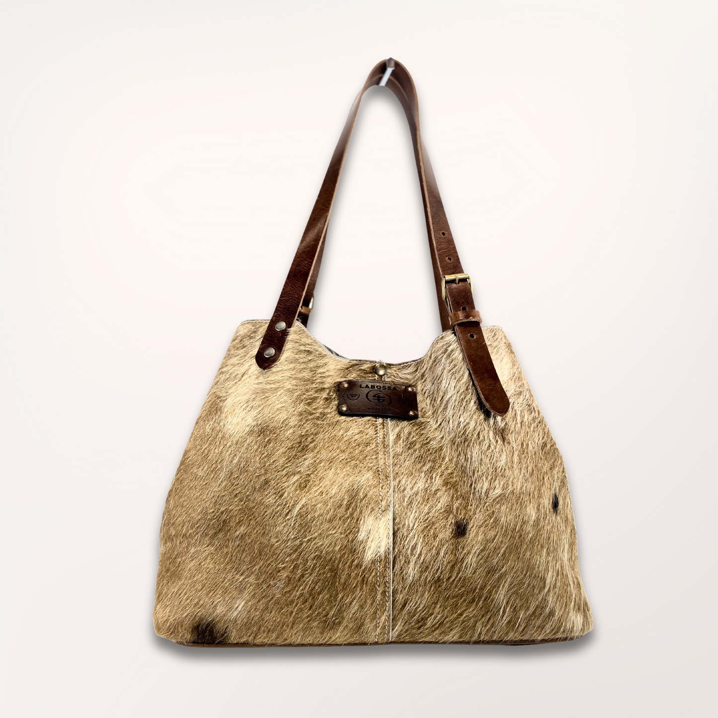 SAC CABAS PEAU DE VACHE NATURELLE BROWN SWISS 27/036