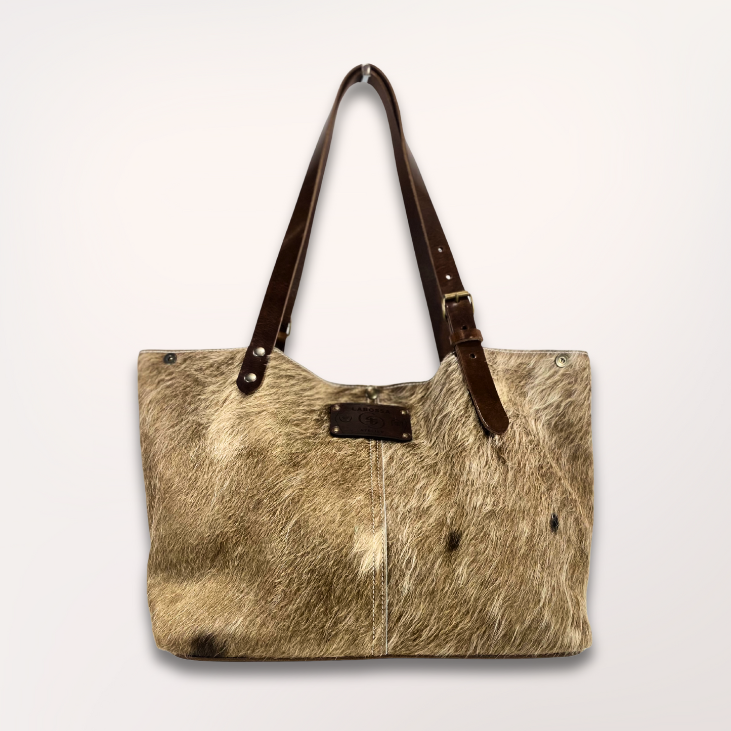 SAC CABAS PEAU DE VACHE NATURELLE BROWN SWISS 27/036
