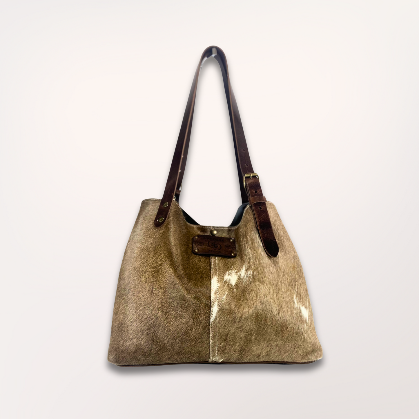 SAC CABAS PEAU DE VACHE NATURELLE BROWN SWISS 6