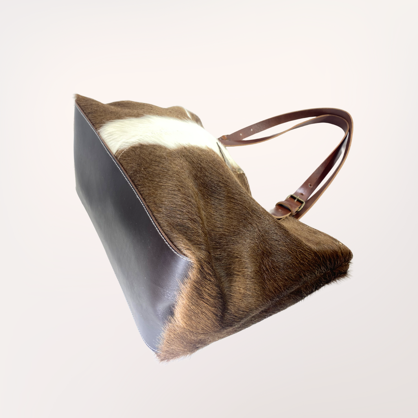 SAC CABAS PEAU DE VACHE NATURELLE BROWN SWISS #13/072