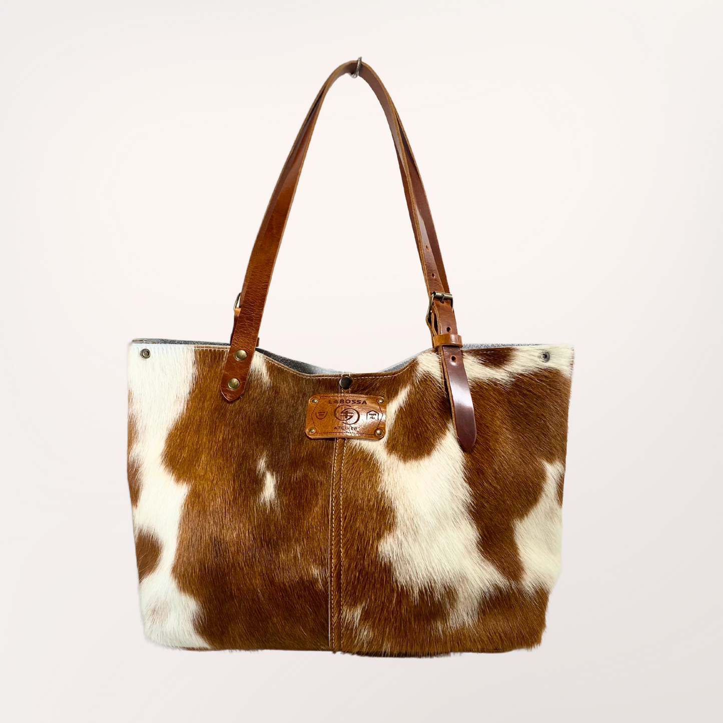 peau de vache naturelle cognac et blanc