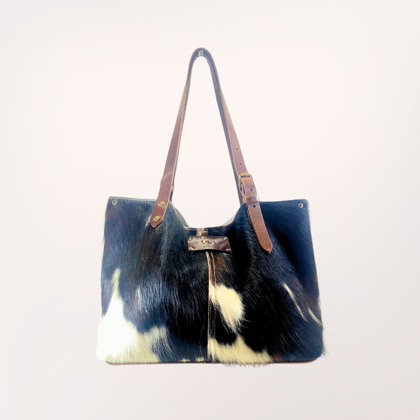 SAC CABAS PEAU DE VACHE NATURELLE NORMANDE 13/028