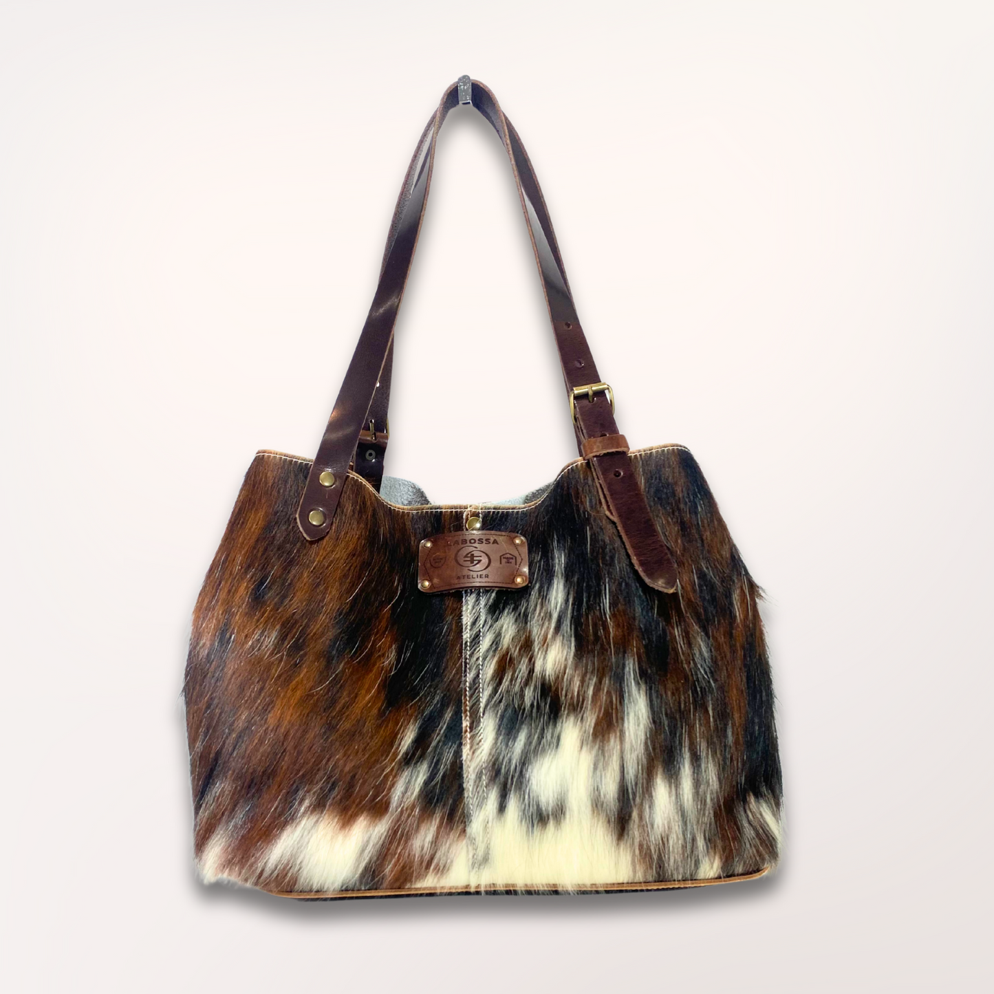 SAC CABAS PEAU DE VACHE NATURELLE NORMANDE 27/043