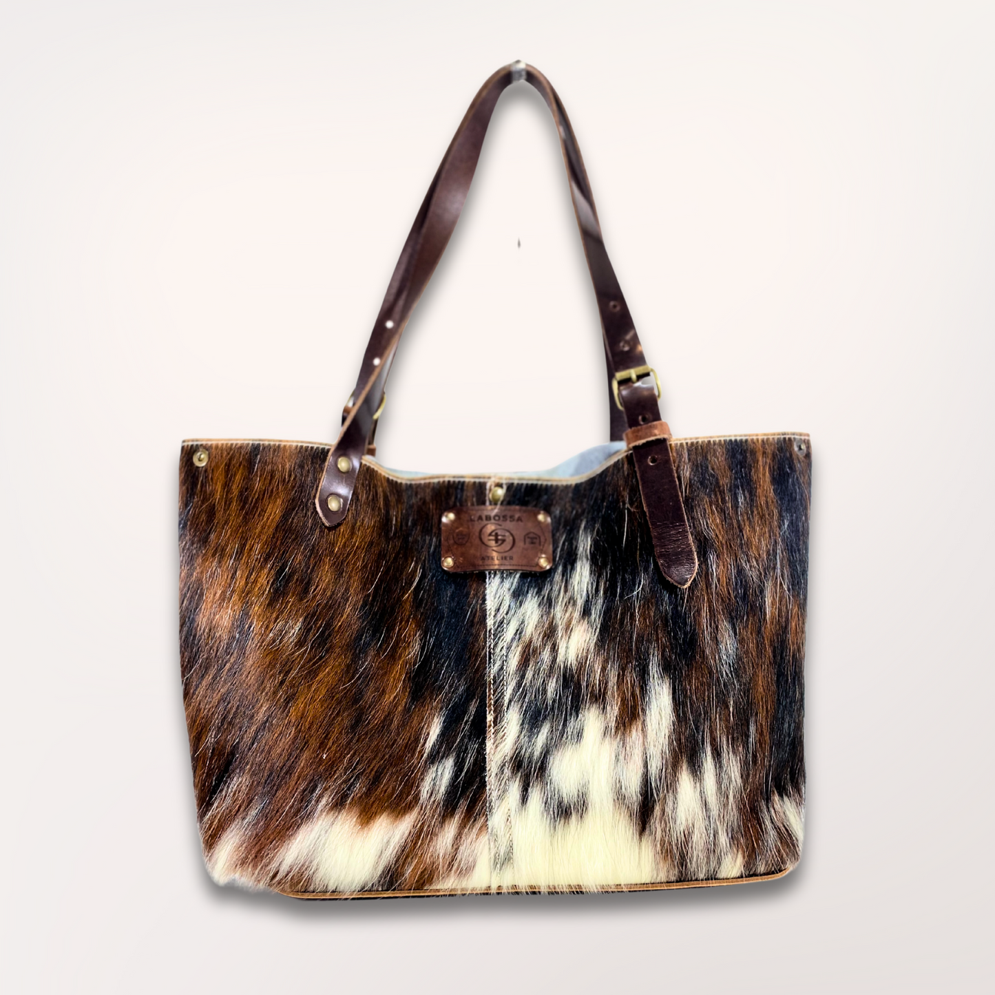 SAC CABAS PEAU DE VACHE NATURELLE NORMANDE 27/043