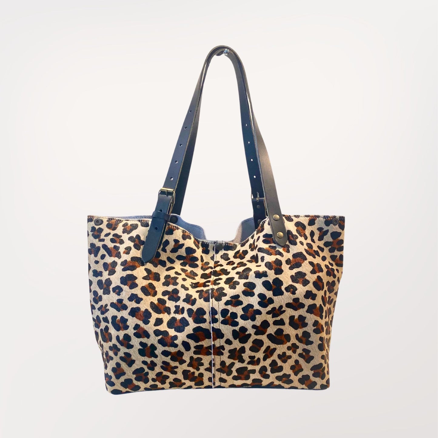 sac cabas en cuir de peau de vache véritable façon léopard