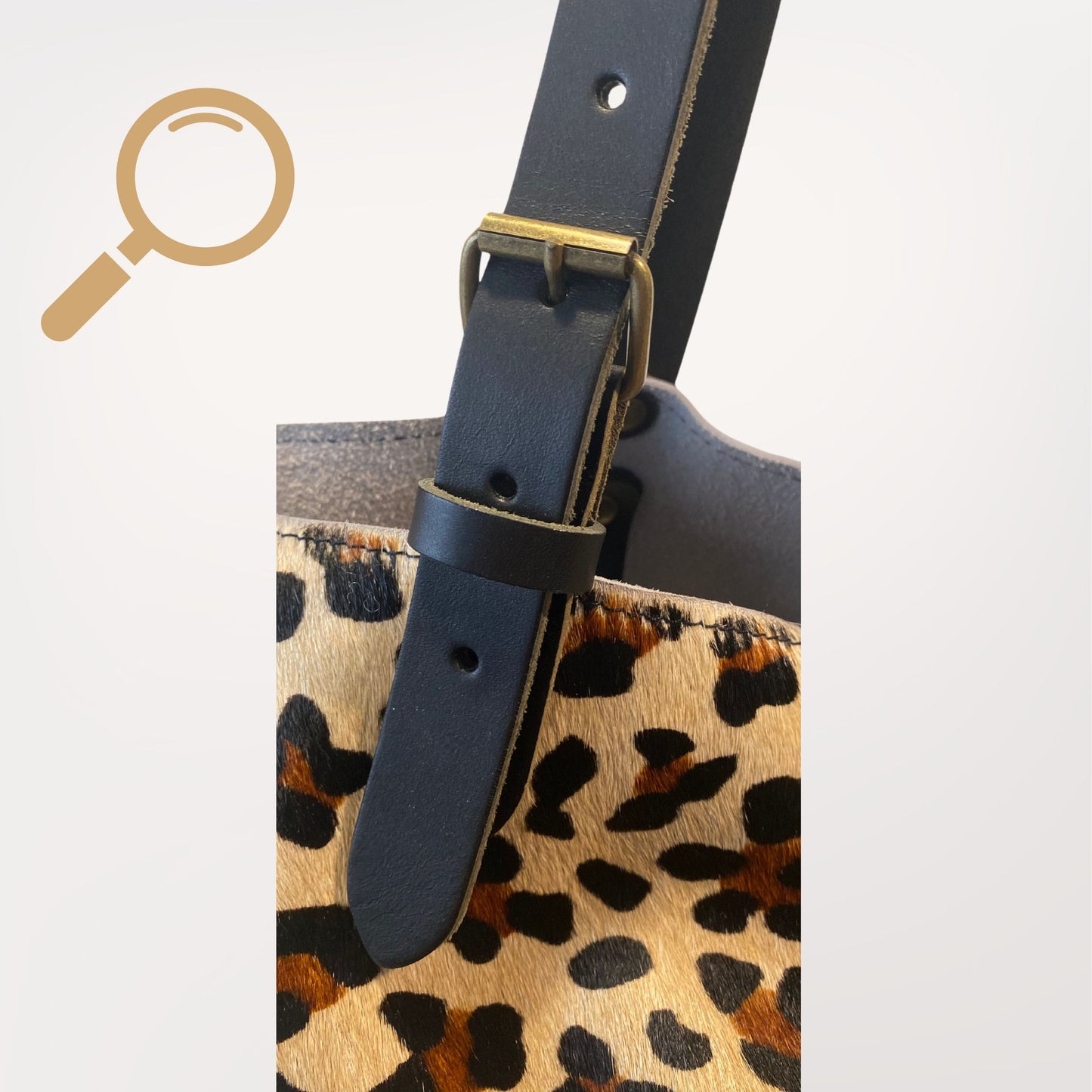 sac cabas en cuir de peau de vache véritable façon léopard