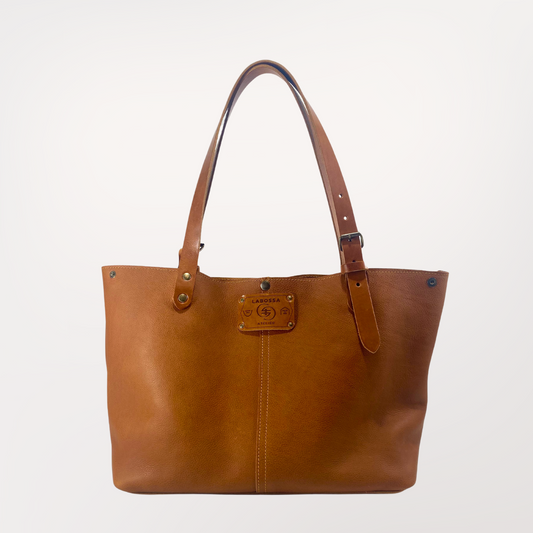 SAC CABAS CUIR MARRON COGNAC