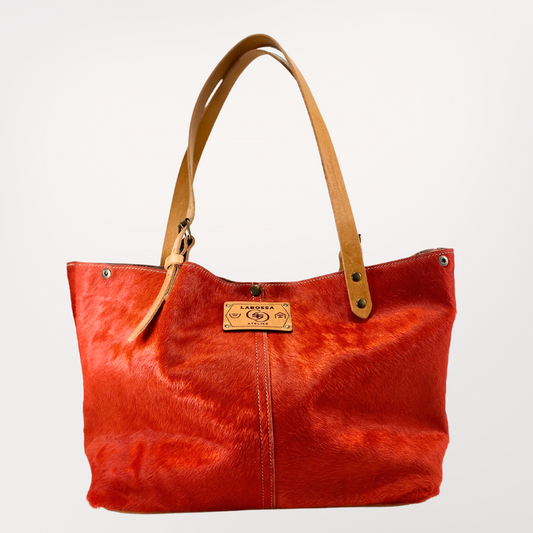 SAC CABAS PEAU DE VACHE IMPRIMÉ CORAIL