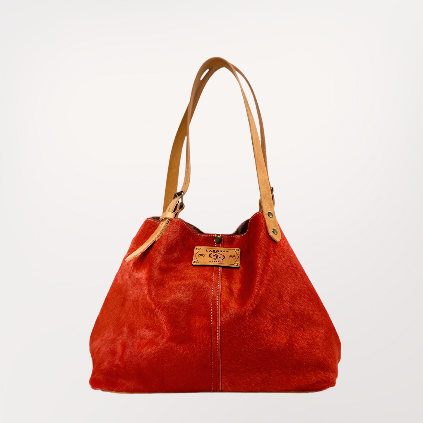 SAC CABAS PEAU DE VACHE IMPRIMÉ CORAIL