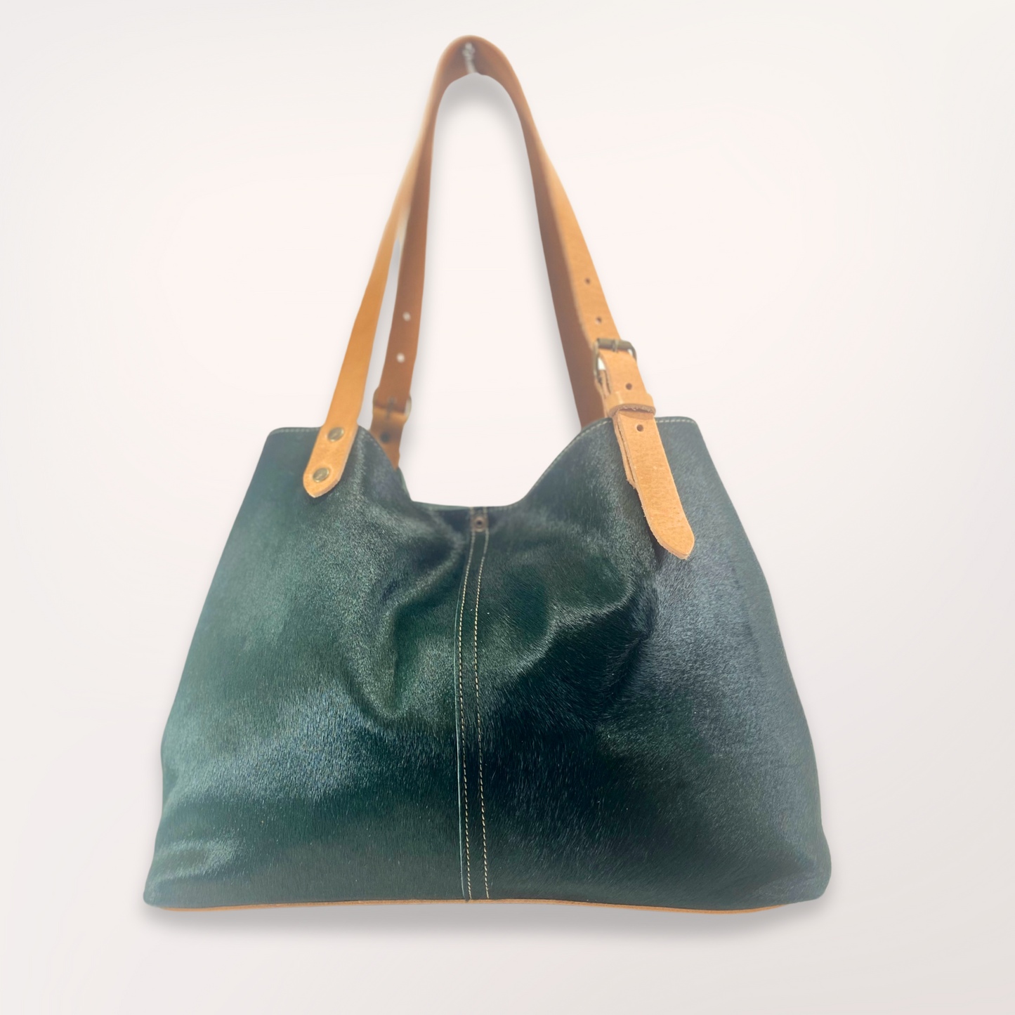 SAC CABAS PEAU DE VACHE IMPRIMÉ  VERT FÔRET