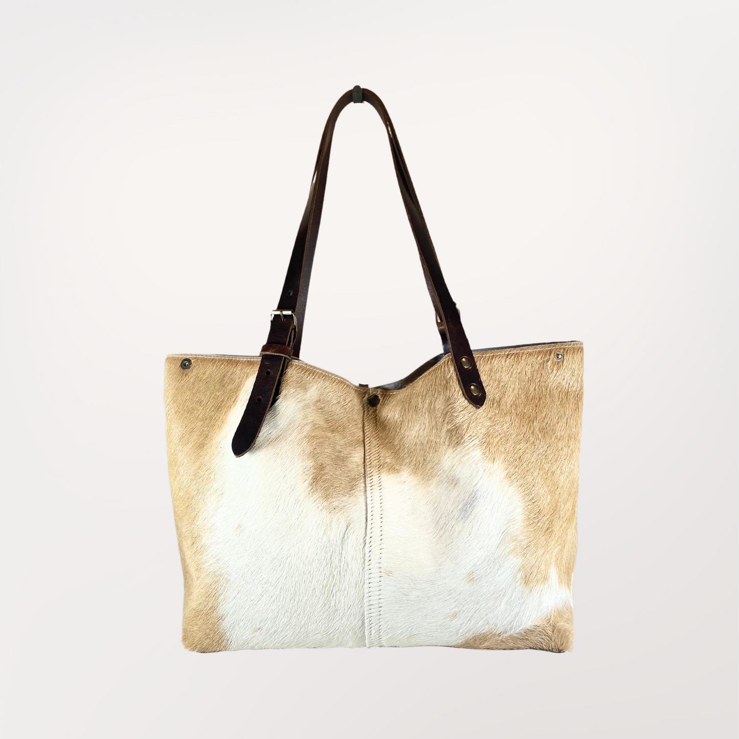 SAC CABAS PEAU DE VACHE NATURELLE BEIGE ET BLANCHE