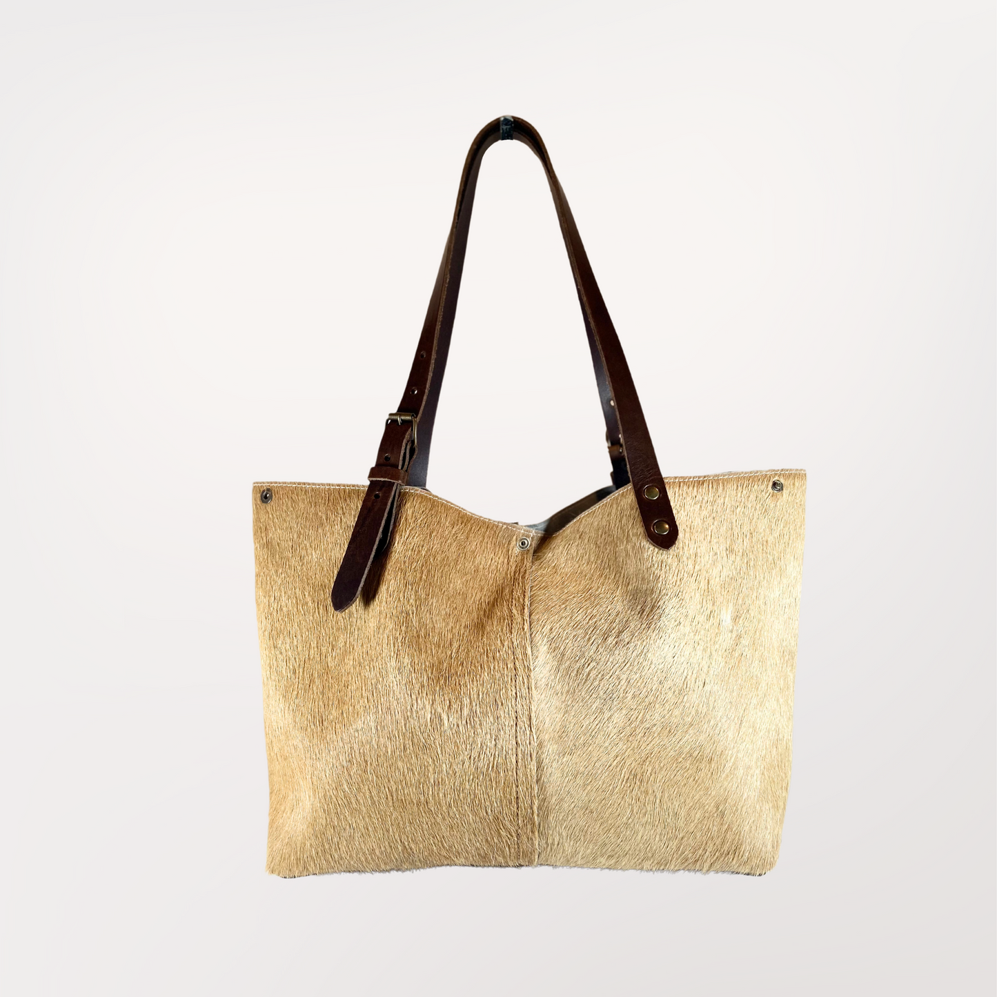 SAC CABAS PEAU DE VACHE NATURELLE BEIGE ET BLANCHE