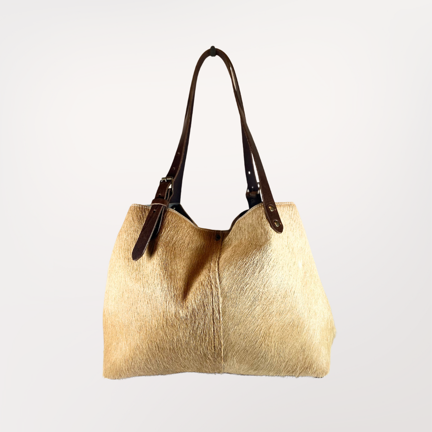 SAC CABAS PEAU DE VACHE NATURELLE BEIGE ET BLANCHE