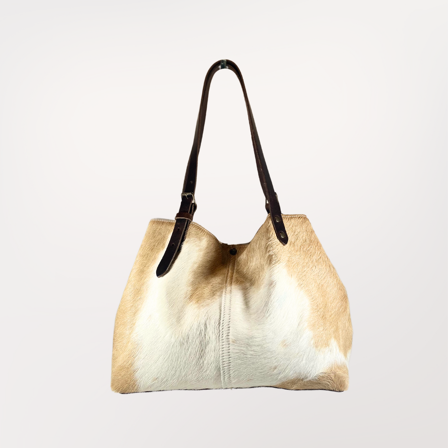 SAC CABAS PEAU DE VACHE NATURELLE BEIGE ET BLANCHE