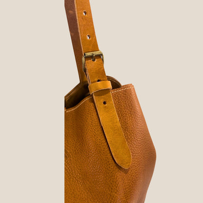 Lanière réglable cuir Minerva cognac 3mm — boucle zamac laiton vieilli