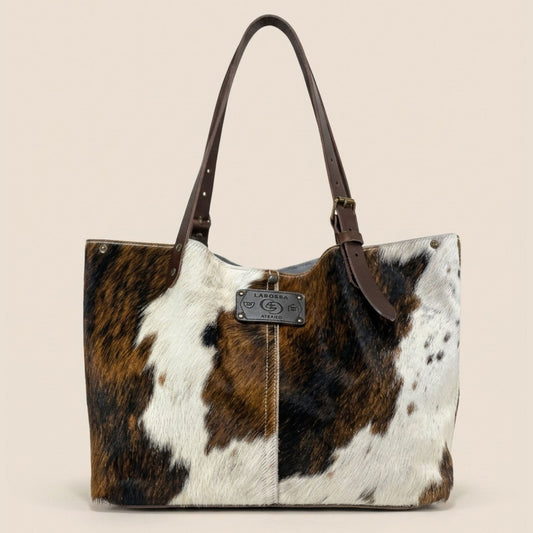 Cabas peau de vache Normande chocolat #27/125 – Labossa Atelier, fait main Roubaix