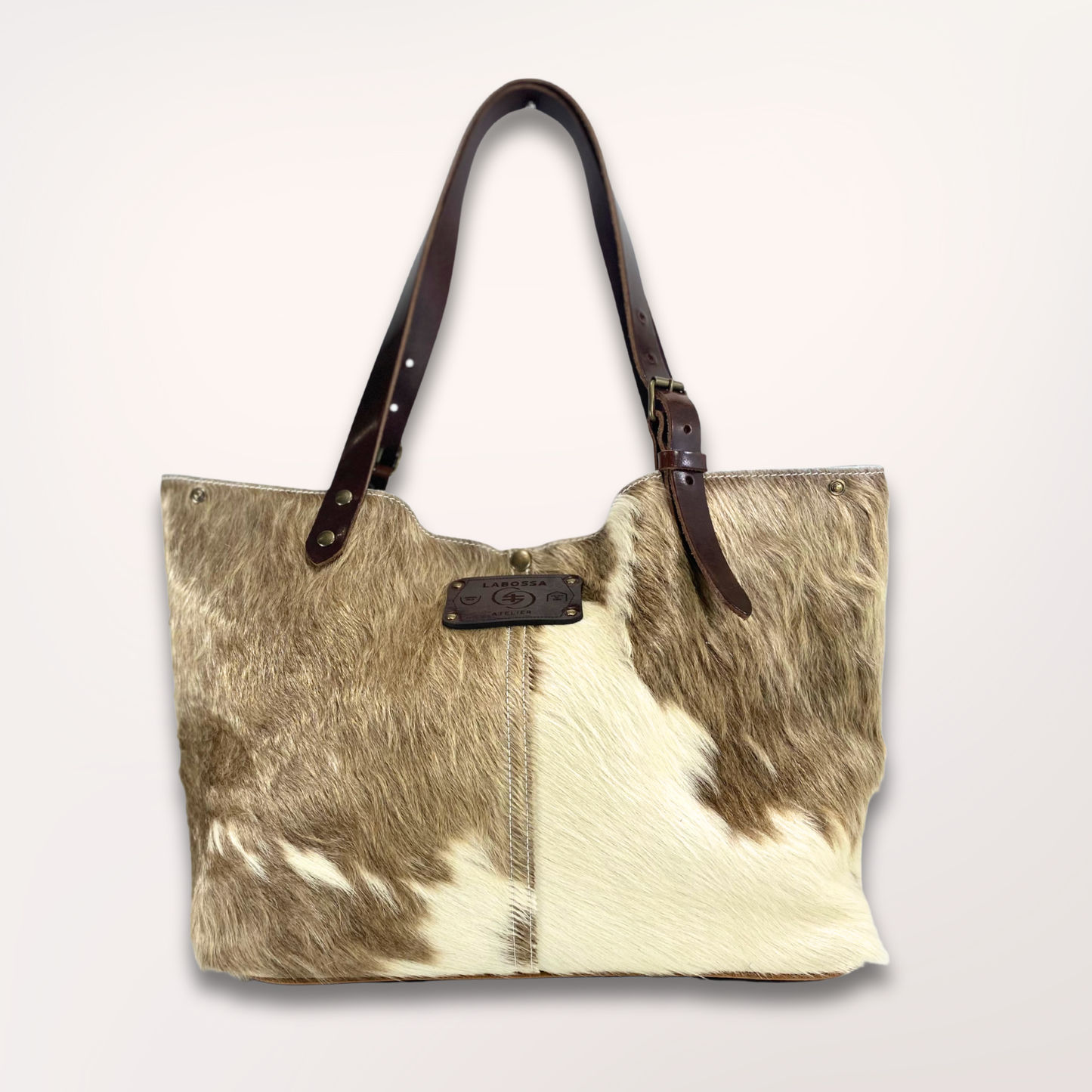SAC CABAS PEAU DE VACHE NATURELLE BROWN SWISS #13/054