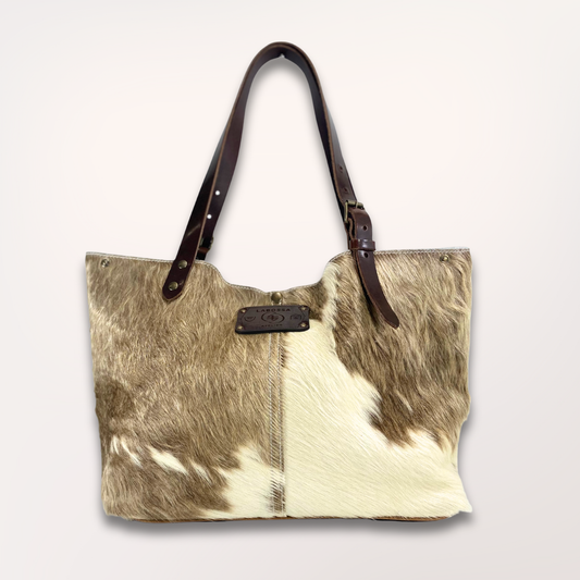 SAC CABAS PEAU DE VACHE NATURELLE BROWN SWISS #13/054