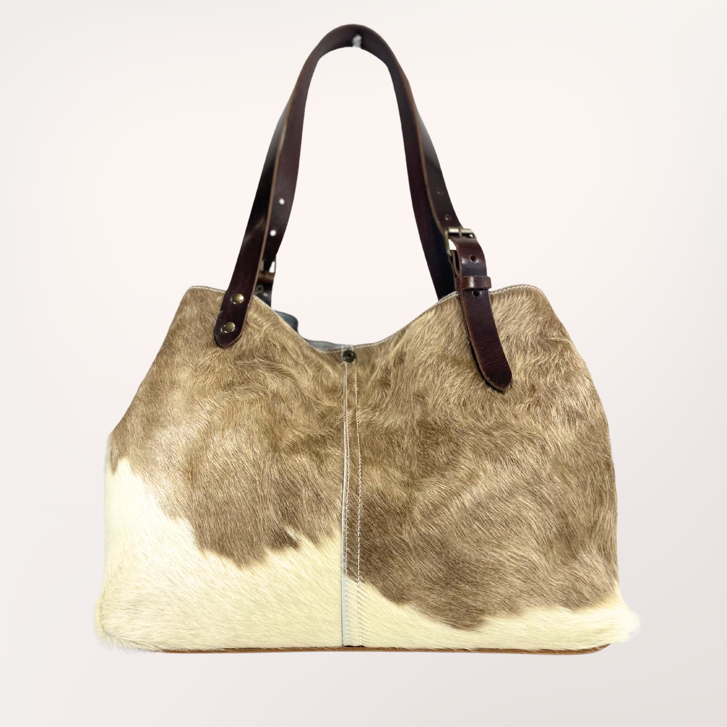 SAC CABAS PEAU DE VACHE NATURELLE BROWN SWISS #13/054