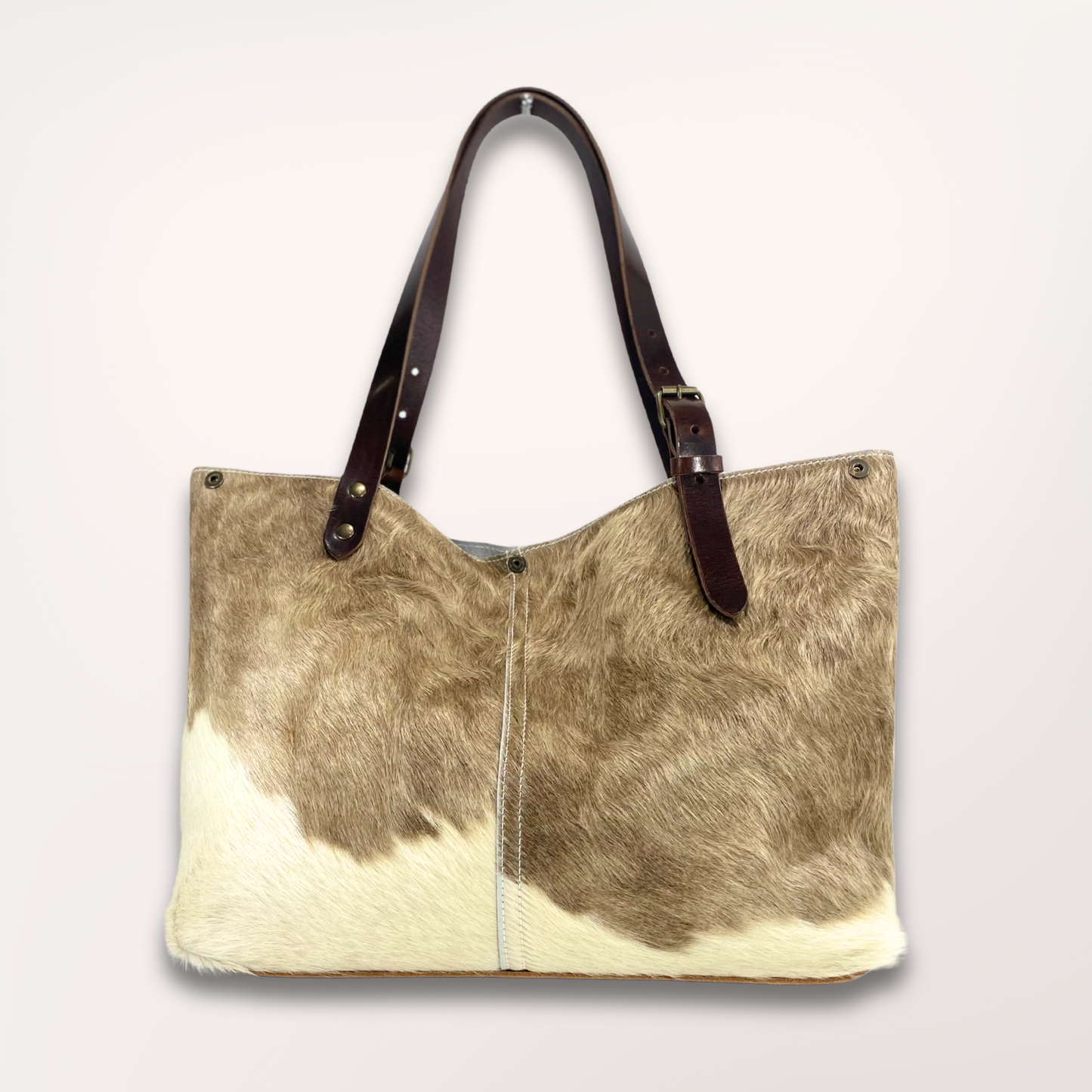 SAC CABAS PEAU DE VACHE NATURELLE BROWN SWISS #13/054