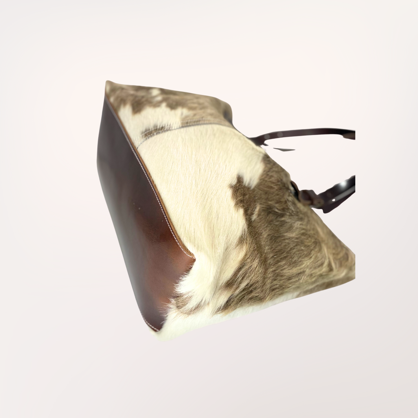 SAC CABAS PEAU DE VACHE NATURELLE BROWN SWISS #13/054