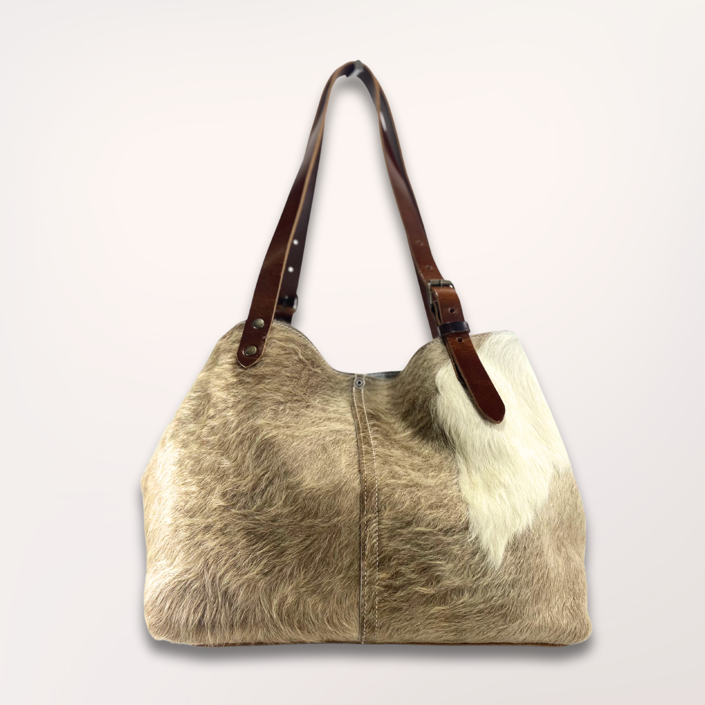 SAC CABAS PEAU DE VACHE NATURELLE BROWN SWISS #13/085