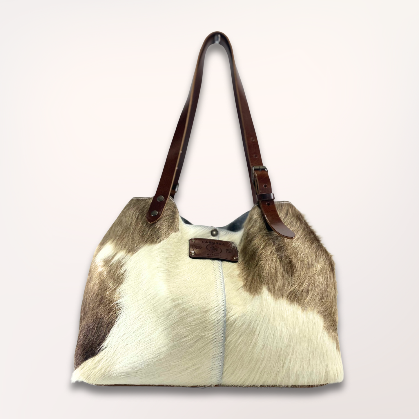 SAC CABAS PEAU DE VACHE NATURELLE BROWN SWISS #13/085
