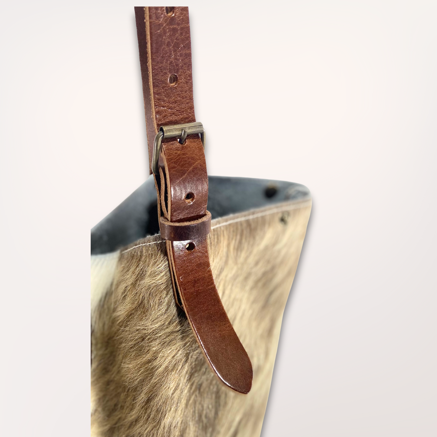 SAC CABAS PEAU DE VACHE NATURELLE BROWN SWISS #13/085