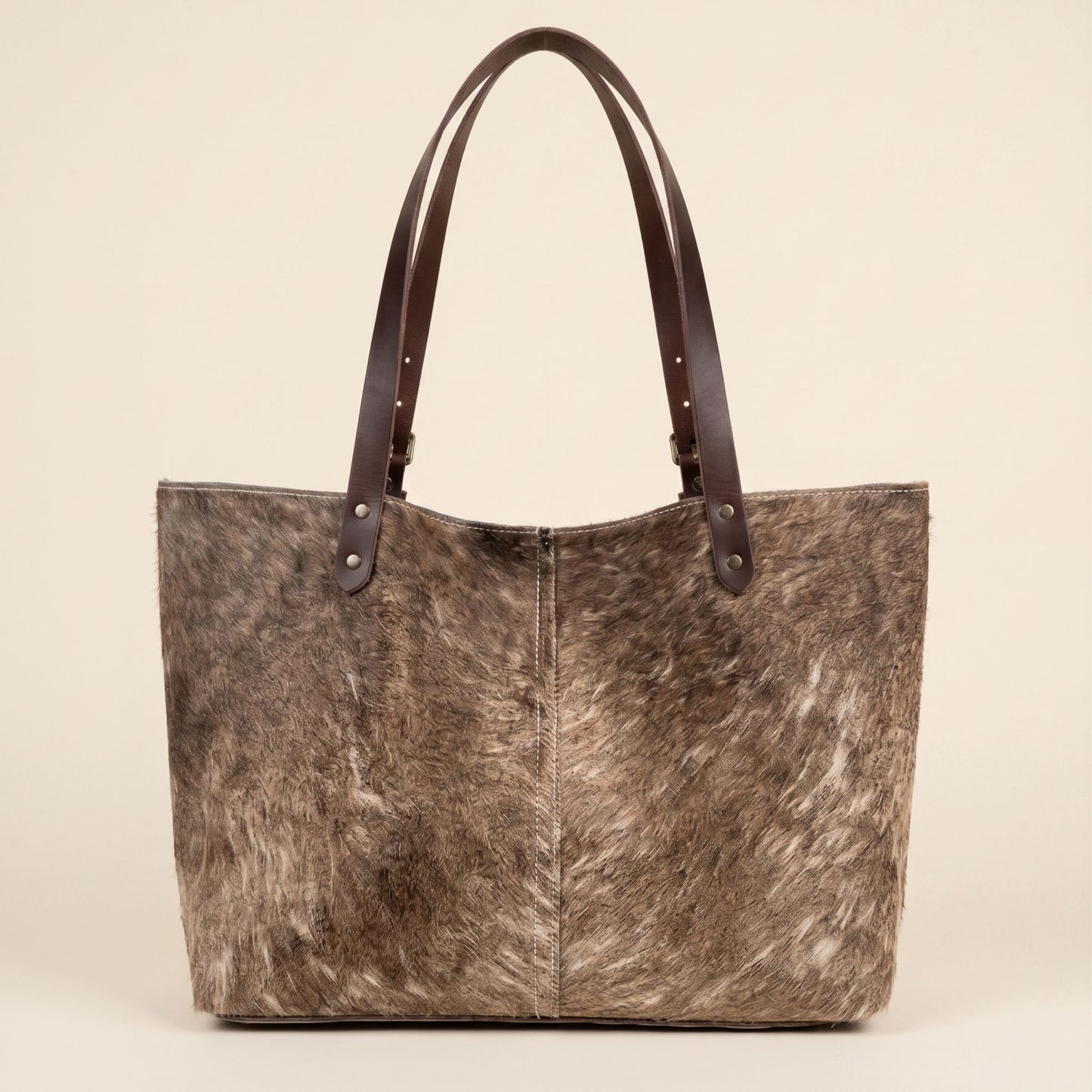 Cabas Labossa Brown Swiss #13/123 – vue de dos ouvert, structure en cuir Primavera 3 mm chocolat