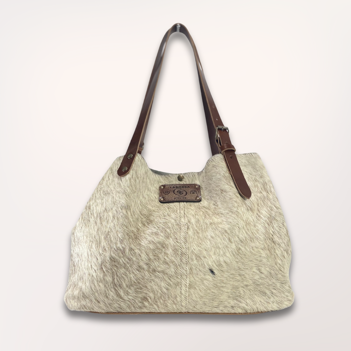 SAC CABAS PEAU DE VACHE NATURELLE BROWN SWISS #27/064
