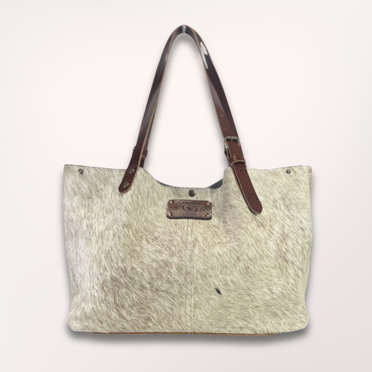 SAC CABAS PEAU DE VACHE NATURELLE BROWN SWISS #27/064